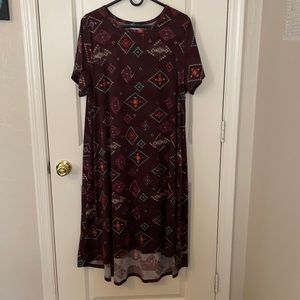 Lularoe Carly maroon high low dress